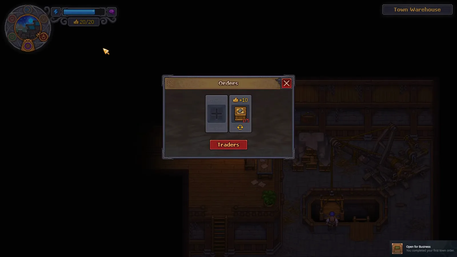 Graveyard Keeper 2 orders board showing the Supply Iron card at one of five delivered goods